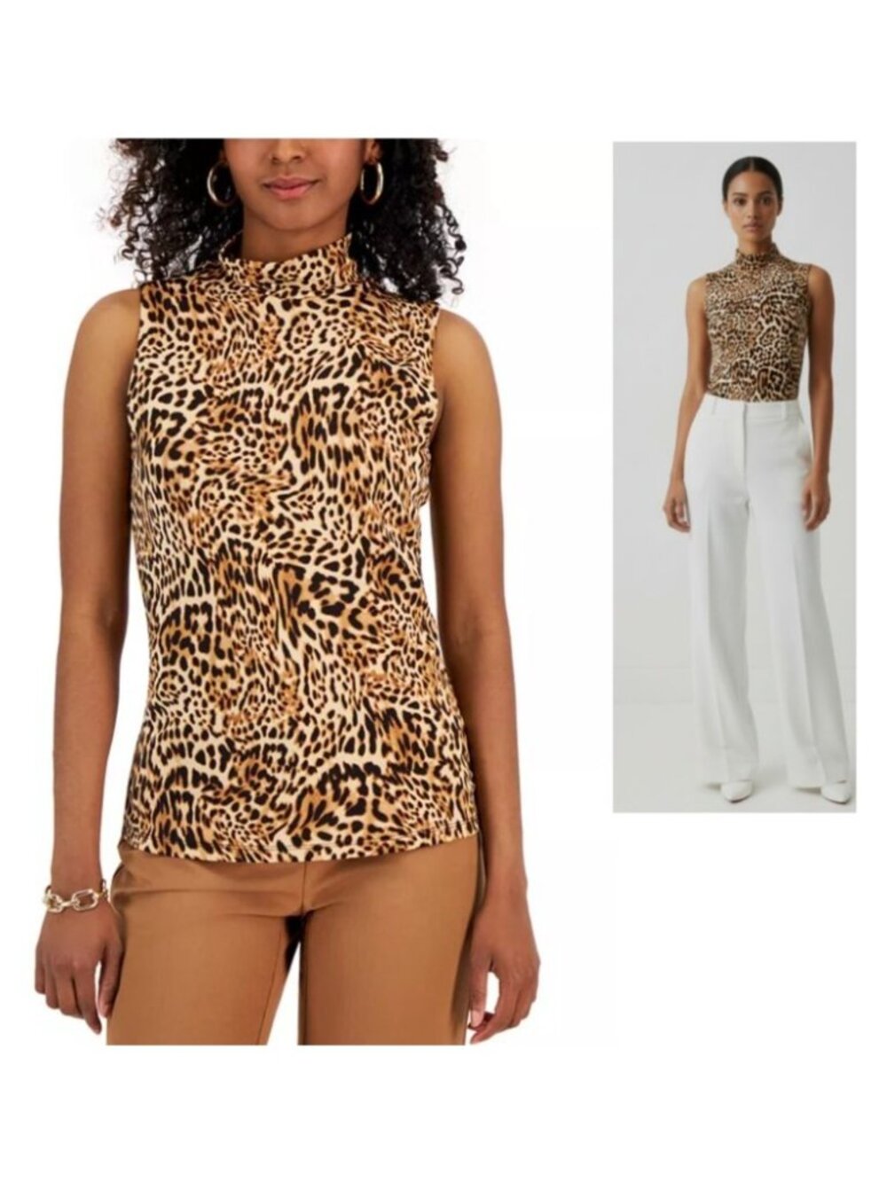 INC International Concepts Women's Animal-Print Mock-Neck Tank Top, XS